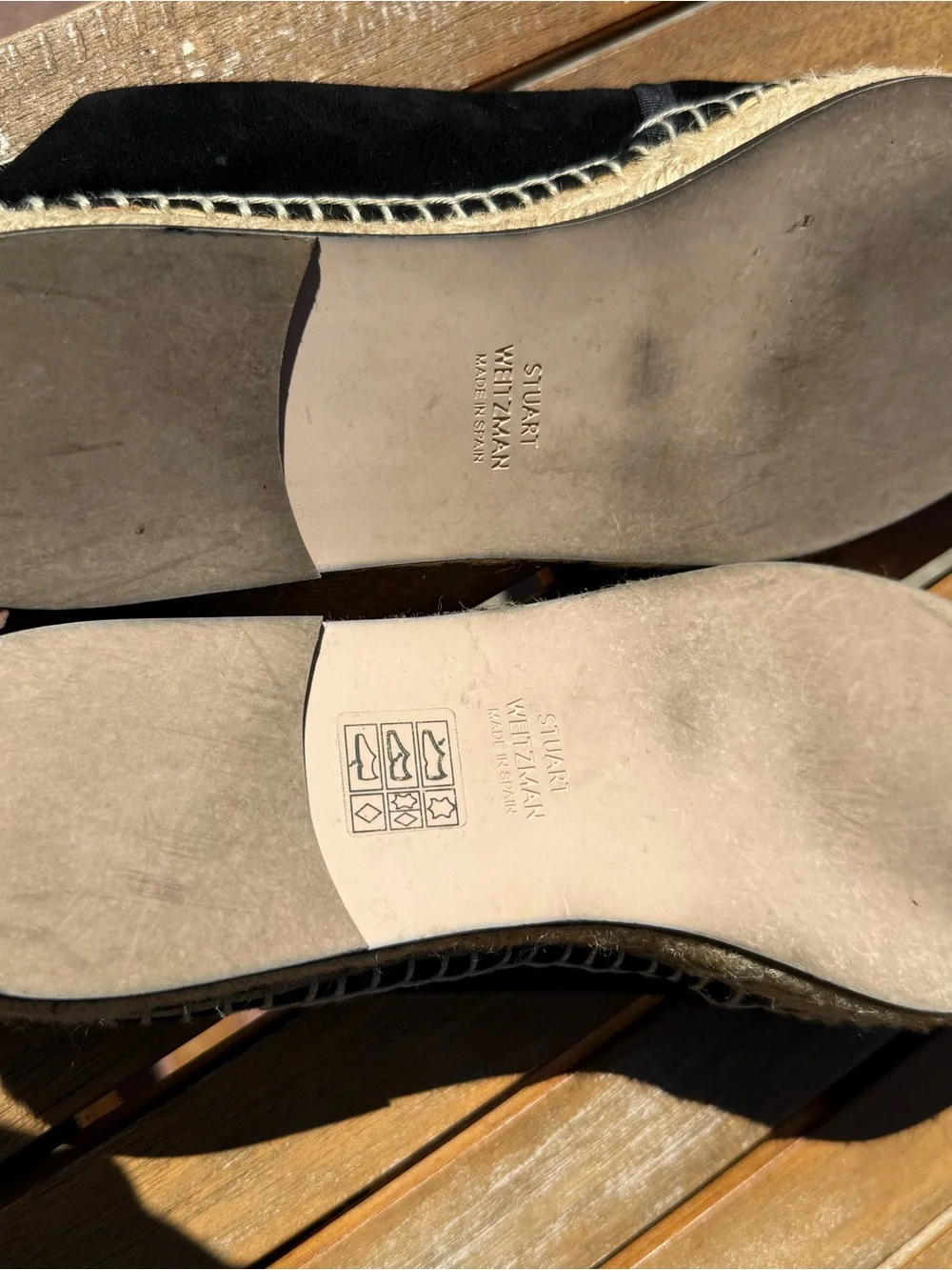 Stuart Weitzman Black Suede Espadrille Flats